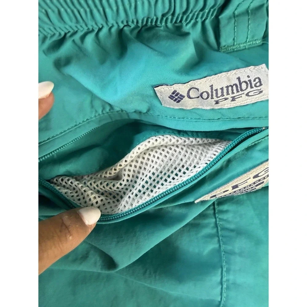 Columbia PFG Omni-Shade Mens Swim Trunks Shorts Teal Green‎ Size M Mesh Lined